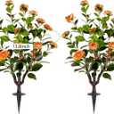 Artificial Camellia Tree 2 Pack , 36'' Faux Camellia Plant in Pot with Orange Flowers for Spring Home Front Door Outdoor Indoor Decoration (Orange)
