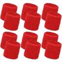 Yuomeaz 12Pcs Red Wrist Sweatband, Elastic Sports Wristbands for Men, Women, Kids, Red Wrist Bands for Tennis, Basketball, Running, Working Out (2.6 inch)
