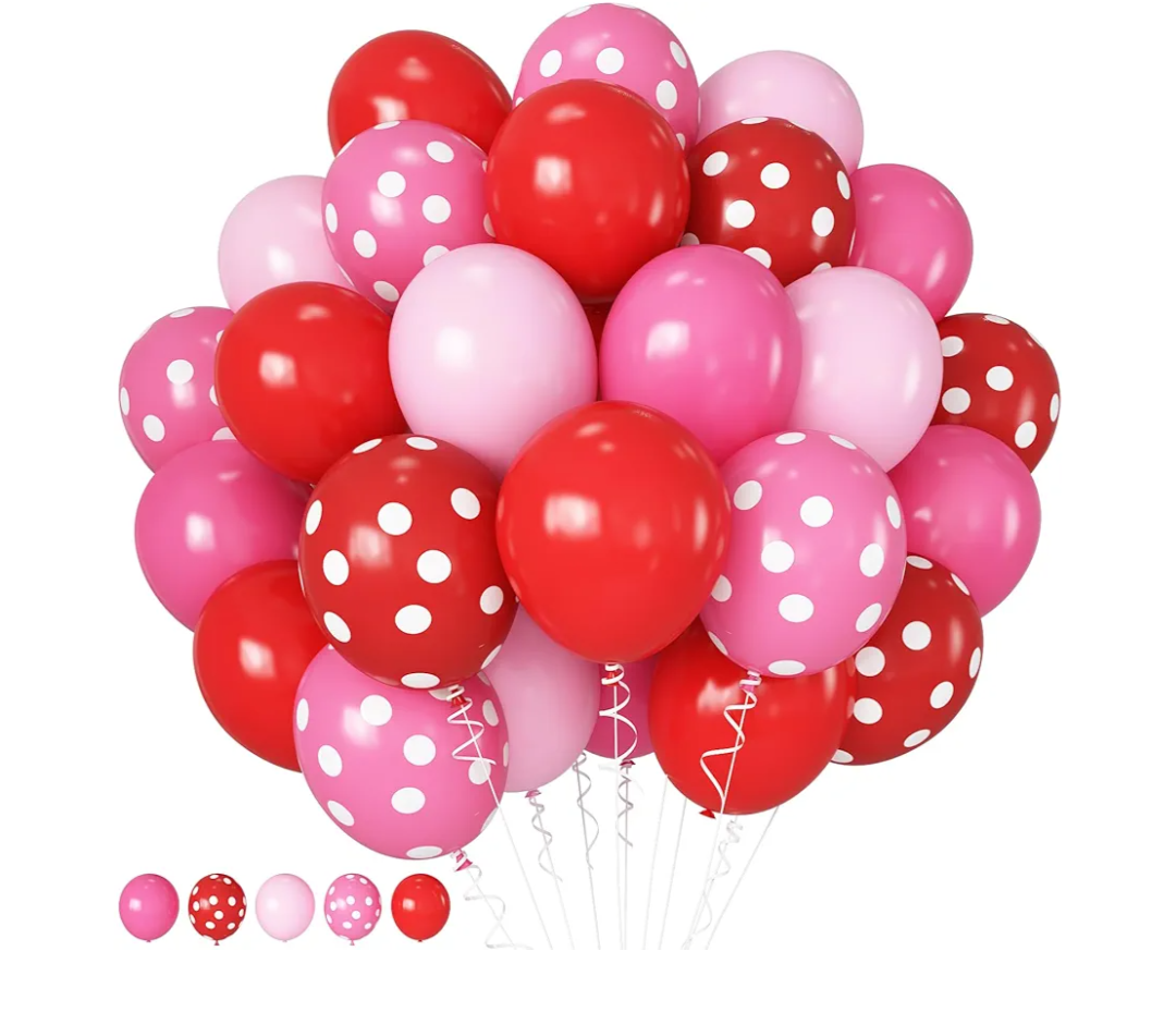 Red and Pink Balloons Strawberry Hot Pastel Light Pink Rose Red Latex Balloons Polka Dot Party Helium Balloon for Sweet Girl Berry Baby Shower Birthday Valentines Day Summer Party Decorations