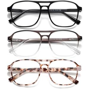 Dccdllo Trendy Aviator Reading Glasses for Women Men Blue Light Blocking Computer Readers Eyewear