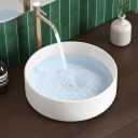 KES Round Vessel Sink, Bowl Sinks for Bathrooms 16 Inch Sink Bowl Above Counter Small Circular White Ceramic Vessel Sink Countertop for Cabinet Lavatory Vanity, BVS121