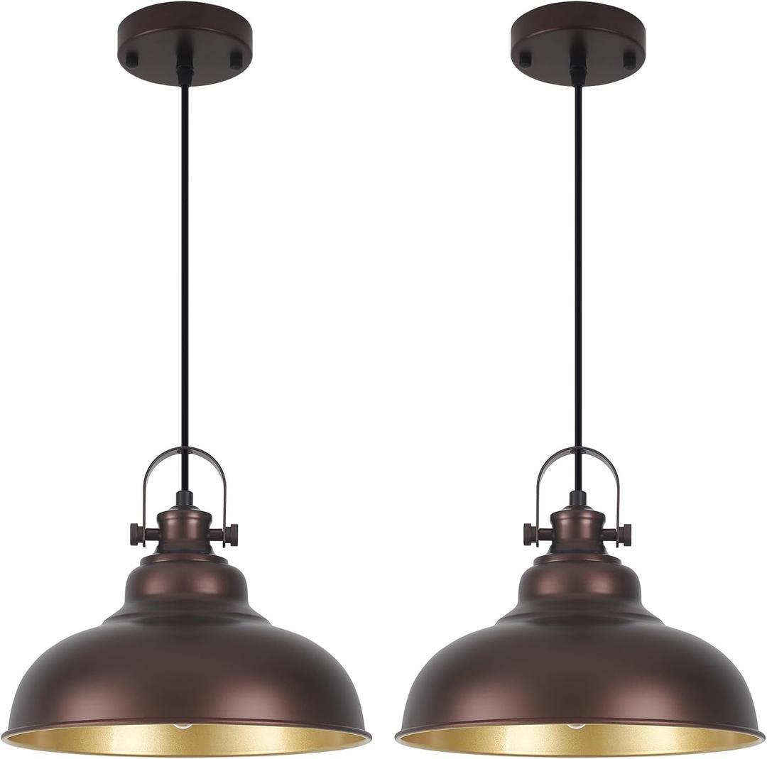Bronze Pendant Lights Kitchen Island, 2 Pack Kitchen Island Lighting, Farmhouse Pendant Light Fixtures (11.41" W), Island Pendant Light for Kitchen Island, Dining Room, Bedroom