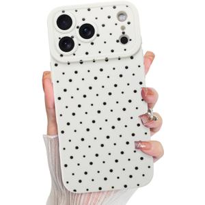 KANGHAR Compatible with iPhone 17 Pro Max Case 2025, Silicone Spot Cute Pattern, Camera Protection Soft Slim Phone Cover for Girls Women -White