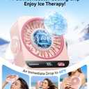 KIMMOO USB Desk Fan for Bedroom, 199 Speeds Turbo Airflow, Portable Fan with Ice Cooling, Digital Display Quiet Table Fan, 270 Rotating Small Rechargeable Battery Desktop Fans for Home Office (Pink)