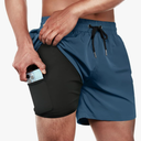 BRISIRA Mens Swim Trunks Swim Shorts Quick Dry 5 inch Inseam Beach Shorts with Compression Liner and Zipper Pocket 36