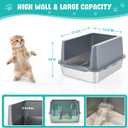 Litter Box with Lid, Stainless Steel Cat Litter Box, 10" High, Grey