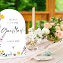 3 x Acrylic Wedding Signs Please Sign Our Guestbook Sign for Reception, 6x8" Floral Themed Arch Acrylic Table Decor, Love Is In Bloom & Baby In Bloom Decorations for Baby Shower Bridal Shower Engagement