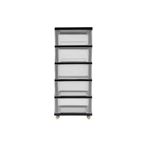 5 Drawer Plastic Organizer, Black Frame/Clear Drawers