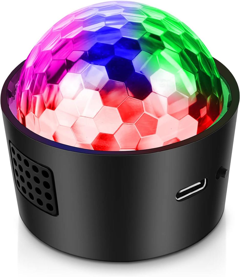 Mini Disco Ball Light,Rechargeable Party Lights,Sound Activated Strobe DJ Light,Portable Battery Operated,Night Lights Projector for Kids,Halloween,Disco Decoration for Car/Parties