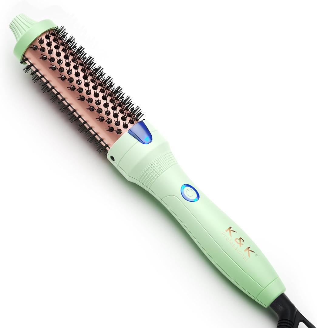 K&K Not Blow Air 1 1/4 Inch Ionic Curling Iron with Tourmaline Ceramic Barrel, Professional 1 1/4 Inch Hair Curler up to 356F Dual Voltage for Traveling, Hair Waving Style Tool (Green)