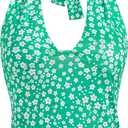 EMMIOL Halter Tops for Women Summer Crop Deep V Neck Blackless Tank Top Going Out Y2k Coquette Clothes (Green, S)