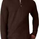 Hanes Mens T-Shirts, Men's Beefyt Henley Shirts, Men's Cotton Long Sleeve Shirts (Brown, XL)