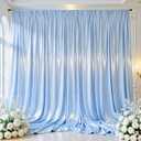 Blue Satin Backdrop Curtains 2 Panels - Glitter Photo Drapes for Baby Shower, 10x10FT Shimmer Back Drop Cloth, Wrinkle Free for Birthday Party Prom Wedding Background