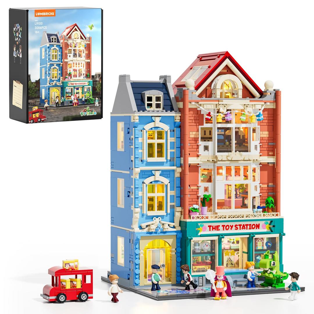 Lumibricks ToyStore Lighting BuildingBricks Set – City Town Modular Townhouse Toy Shop Dollhouse LED Light Display Model 3086 Pcs Construction Kit for Adults and Teens