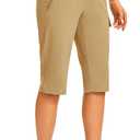 TBMPOY Womens 15" Long Hiking Shorts Below Knee Length Cargo Capri Bermuda Water Resistant Lightweight Stretch 3 Pockets (L)