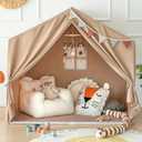 Kids Indoor Play Tent with Mat, Play Tent for Kids Ages 3-8, Large Playhouse Toddler Tent Indoor, Castle Tent for Girls Boys, Play Cottage, Toy House Birthday Gift
