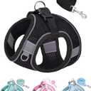 Solmoony No Pull Dog Harness - Step-in Puppy Harness and Leash Set, Mesh, Black, XS
