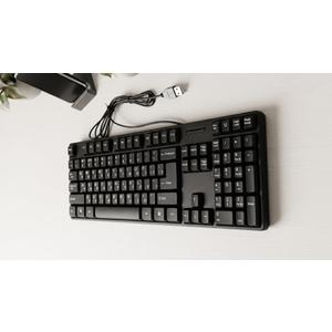 Wired Keyboard for Windows, USB Plug-and-Play, Full-Size, Spill-Resistant, Curved Space Bar, Compatible with PC, Laptop - Black