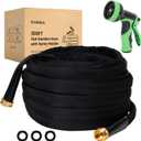 Lightweight Flat Garden Hose 100 FT, 3/4" GHT Flexible Water Hose with Spray Nozzle, Durable 800D Fabric, Kink Free Design, Portable Garden Hose for Lawn, Yard, Car Wash