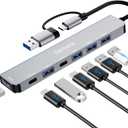 USB C Hub USB Hub 3.0 for Laptop, Upgrade 7 in 2 USB Splitter with USB-C & Multiport USB A Port Extender, USBC USB2.0 Dongle for PC/Computer/Laptop, Type C Mac/MacBook/Air/Pro/iPad/Tablet