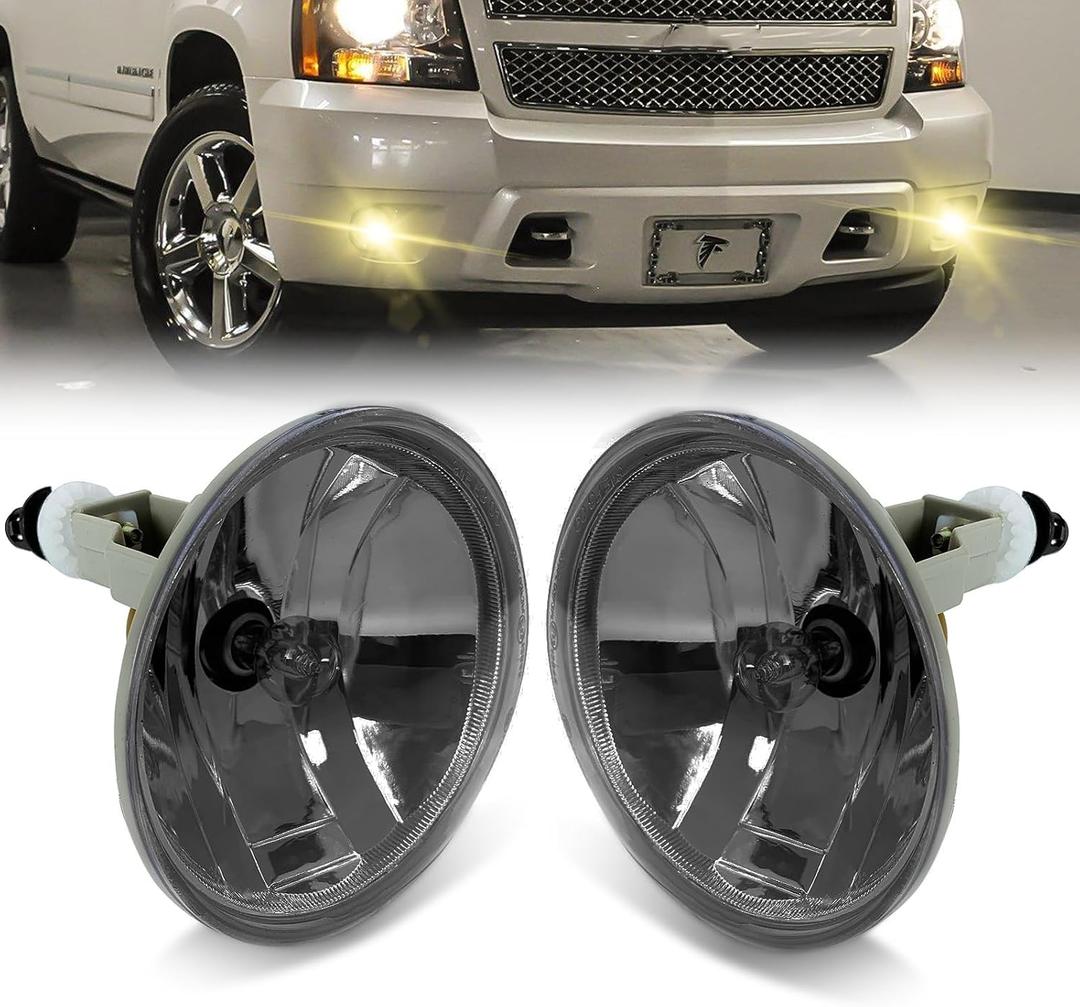 2Pcs Fog Lights Compatible With 2007-2014 Chevy Suburban/Tahoe/Avalanche/Camaro/Yukon/Yukon XL, 2015-2016 Colorado, 2015-2017 Silverado/GMC Acadia/Sierra w/Bulbs 1 Pair of Fog Lights (Smoked)