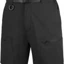 FREE SOLDIER Men's Cargo Hiking Shorts with Belt Lightweight Quick Dry Tactical Shorts with Pockets for Casual Work Golf (40W x 10L, Black)