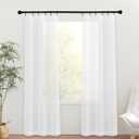 NICETOWN 2 Panels French Door Curtains, Sheer Voile Light Filtering, Rod Pocket Window Treatment for Front Back Patio Glass Door/Rustic Bedroom/Living Room (26 x 72 Inch Long, 2 Panels, White)