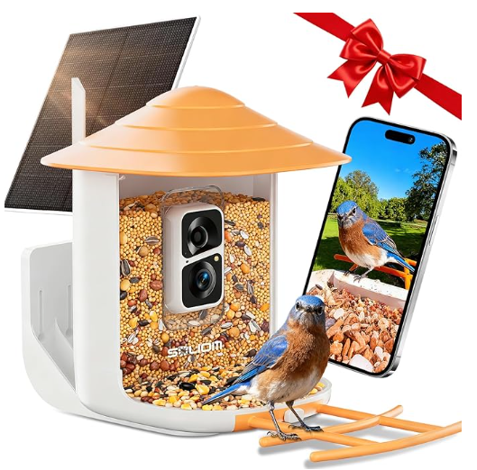 SOLIOM BF09 Bird Feeder with Camera Wireless Outdoor,Smart Feeder Camera with AI Identify Species,Backyard Watching Gift,Auto Record Bird Video,Instant Notifications, US