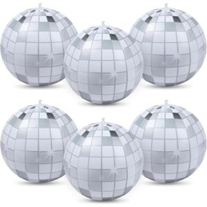 YOGFIT 2PCS/6PCS Disco Ball, 20 Inch Inflatable Disco Ball for Disco Party Decorations, Grey and White Grid Balloon Decor for Music Festivals Club Stage Props