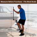 Boat Trailer Steps 4 Step with Anti-Slip Mat & Safety Handrail, Universal Fit Boat Trailer Tongue Steps, Heavy Duty Boat Steps, Easy Installation