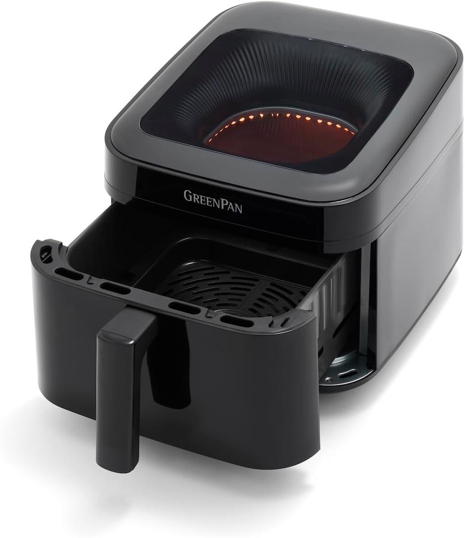 GreenPan Cyclone 7QT 12-in-1 Air Fryer, XL Easy View Window, 400 F in 4 Seconds, Digital Touch Screen Presets, Ceramic Nonstick PFAS-Free Basket, Shake Reminder, Adjustable Temp & Time Control