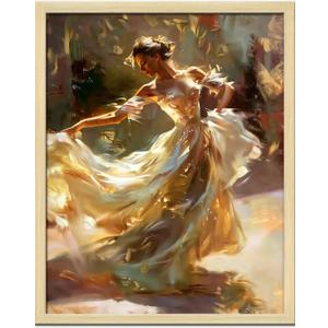 Retro Girl Room Wall Art Prints Beautiful Elegant Dancing Girl Poster Canvas Art Wall Decor Picture For Bedroom Practice Room Dorm Bathroom Wall Decor Aesthetic Home Artwork 8"  10" In Framed (MK06.)