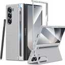 Maxdara for Galaxy Z Fold 6 Case, with Built-in Screen Protector and Kicktand & S Pen Holder Support Wireless Charging Protective Phone Cover, Silver