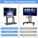 Hellsehen Mobile TV Stand,Rolling TVs Cart on Wheels Height Adjustable Heavy-Duty Floor Stand Base for 32-75 Inch LCD LED OLED Flat Panel Screens Smartboard Movable Holds up to 220lbs with Shelf