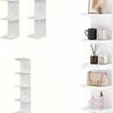 Boswillon 7 Tier Floating Wall Shelf Unit, Tall Lack Display Shelf, White | 4-Tier Set of 2, Narrow Storage Shelving, Vertical Wall-Mount Shelf for Vanity Bedroom Living Room Decor, 35.9 x 7.9 x 7.9"