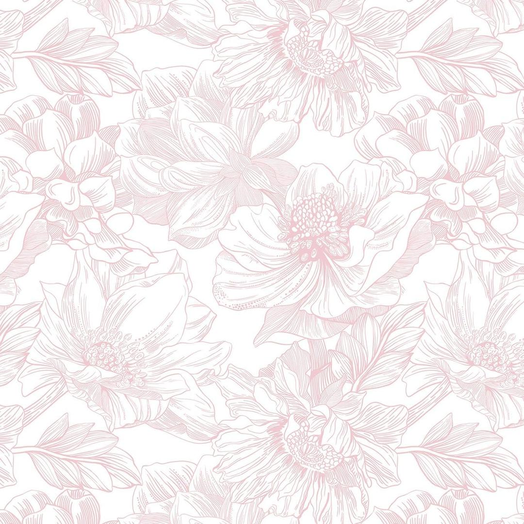 Dimoon 78.7"x17.3" Peel and Stick Wallpaper Floral Contact Paper Boho White Pink Flower Wallpaper Removable Wall Paper Self Adhesive Modern Contactpaper for Cabinets Drawers Bedroom Thicken Vinyl