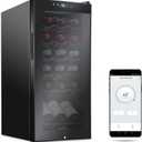 Ivation 18 Bottle Compressor Wine Cooler Refrigerator with Wi-Fi Smart App Control Cooling System | Large Freestanding Wine Cellar Fridge For Red White Champagne or Sparkling, Black Glass Door & Lock