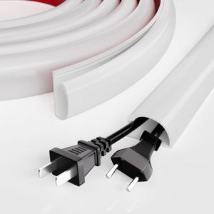 118" TV Cord Hider for Wall Mounted TV, Selfadhesive Wall Cable Hider for 2-3 Cords, Flexible Silicone White Cord Covers Wire Hiders for Cords on Wall,Babyproof Cable Concealer Racewasy Management