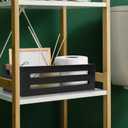 LotFancy Bathroom Decor Box, 2 Pack Toilet Tank Topper Basket, Wooden Bathroom Basket, Back of Toilet Storage Basket, Black Farmhouse Toilet Paper Holder