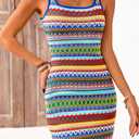 PRETTYGARDEN Womens 2026 Summer Mini Dresses Square Neck Sleeveless Tank Bodycon Striped Boho Sundress Beach Vacation Outfits (XL)