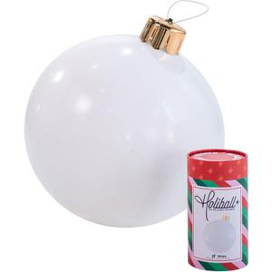 Holiball Inflatable Holiday Ornament Ultimate Indoor/Outdoor Decoration Reusable and Storage Friendly for Weddings, Parties, Events, Team Colors 18" White