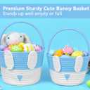 CubesLand Easter Bunny Basket Set for Kids, Babies, 2-Piece Easter Egg Hunt Baskets for Girls, Boys, Sturdy & Lightweight Cotton Rope Empty Gift Basket, Festive Decor & Gift Ideas, Large