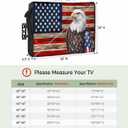 DecorLovee American Flag Outdoor TV Cover 48 to 50 Inches Weatherproof & Waterproof, Vintage Blue Red USA Flag Outdoor TV Enclosure with Remote Control Pocket, Eagle TV Screen Protectors for TV