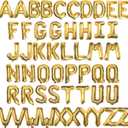 [52 PCS] 16" Foil Gold Letter Balloons 2 Sets of A-Z, Mylar Aluminum Hanging Alphabet for Graduation New Year eve Birthday Party Decorations