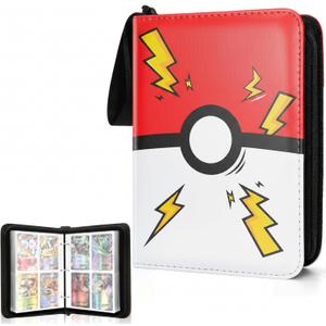 Portable 4-Pocket Trading Card Binder, 400 Pockets with 50 Removable Sleeves, Portable Collector Album with Zipper for TCG, Sport & Game Cards Prime