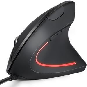 Wired Ergonomic Mouse, USB Wired Vertical Mouse with 800/1200/1600 Adjustable DPI, 6 Buttons Ergonomic Mouse for Laptop/PC/Desktop-Black