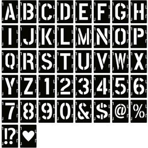 YEAJON 4 Inch Letter Stencils Symbol Numbers Craft Stencils, 42 Pcs Reusable Alphabet Templates Interlocking Stencil Kit for Painting on Wood, Wall, Fabric, Rock, Chalkboard, Sign, DIY Art Projects