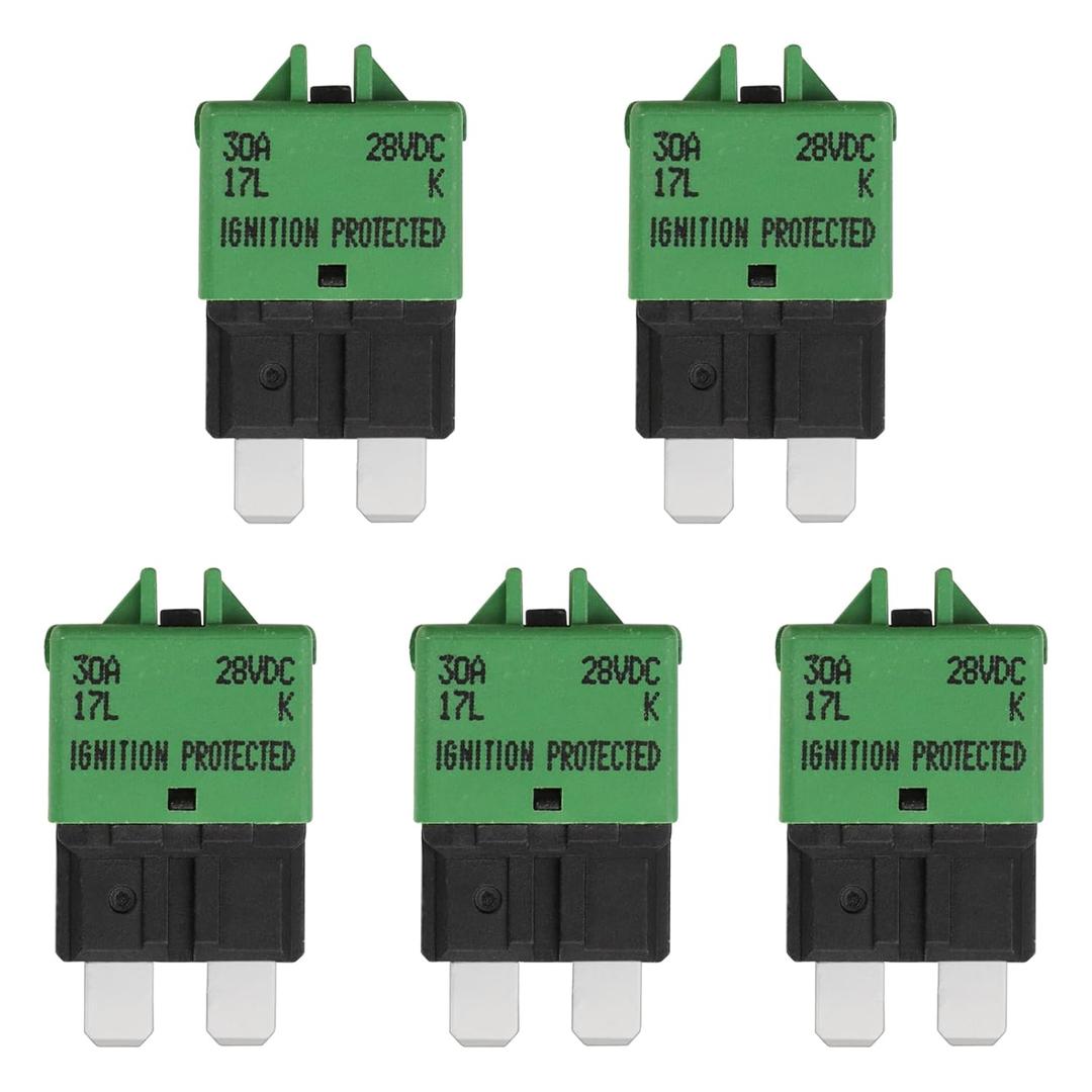 30 Amp Reset Fuse Circuit Breaker E39 Low Profile ATC/ATO Fuse 5 Packs 30A 12V-28V for Car Marine SUV Boat