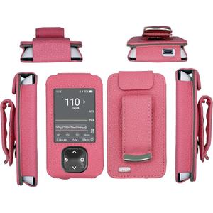 Fitted Leather Case W/Screen Protector (Lanyard Included) for Dexcom G7 / G6 Receiver (Pink) (Pink)