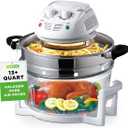 NutriChef Halogen Oven Countertop Air Fryer - 1200W 13QT Infrared Convection Cooker w/ Stainless Steel Cooking Bowl For Healthy Meals, Great for Chicken, Steak, Fish, Ribs, Shrimp, More -AZPKAIRFR48